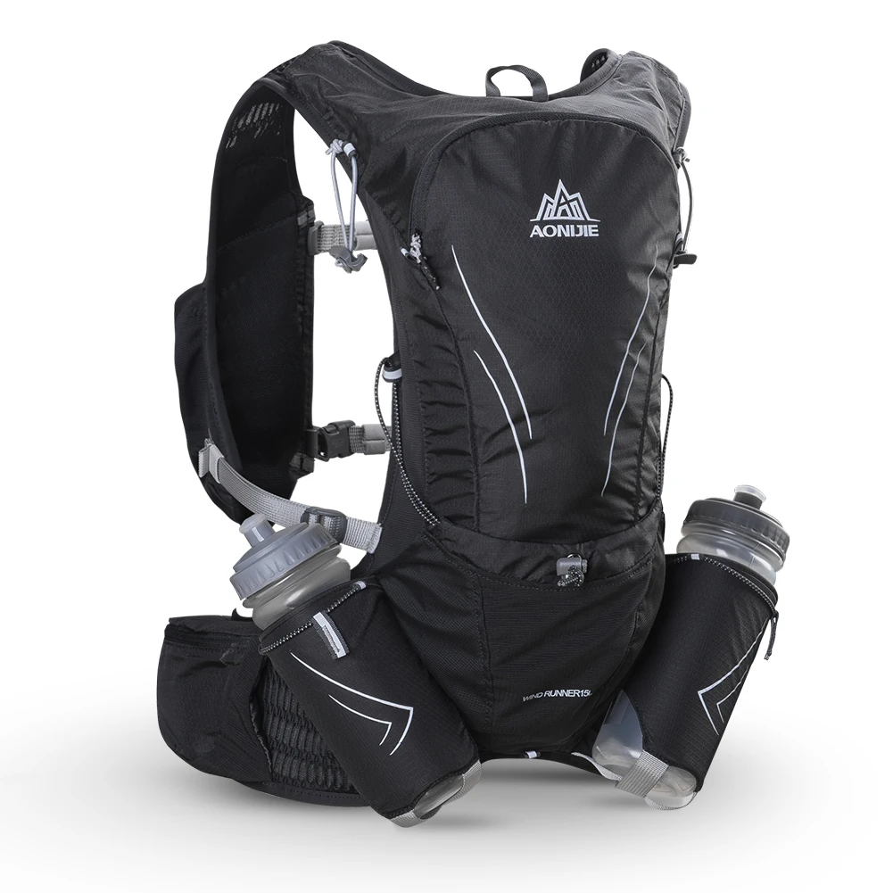 AONIJIE 15L bolsa grande para correr con unids 2 botellas de 600 ml al aire libre Marathon reflexivo senderismo ciclismo mochila de hidratación Paquete de chaleco - 1