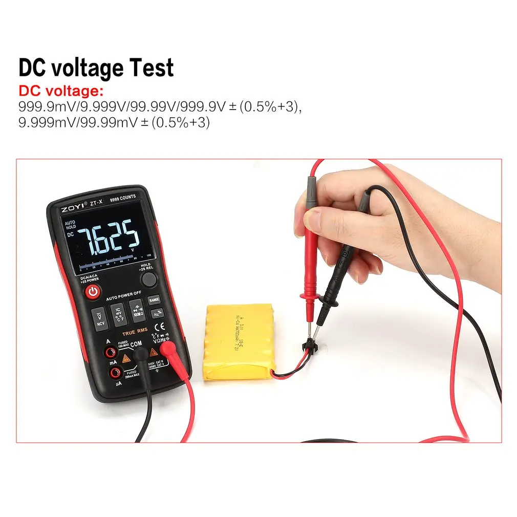 

ZT-X Digital Multimeter Auto Range True RMS AC/DC Volt Amp Ohm Capacitance Duty Cycle NCV Diode Temperature Tester 9999 Counts