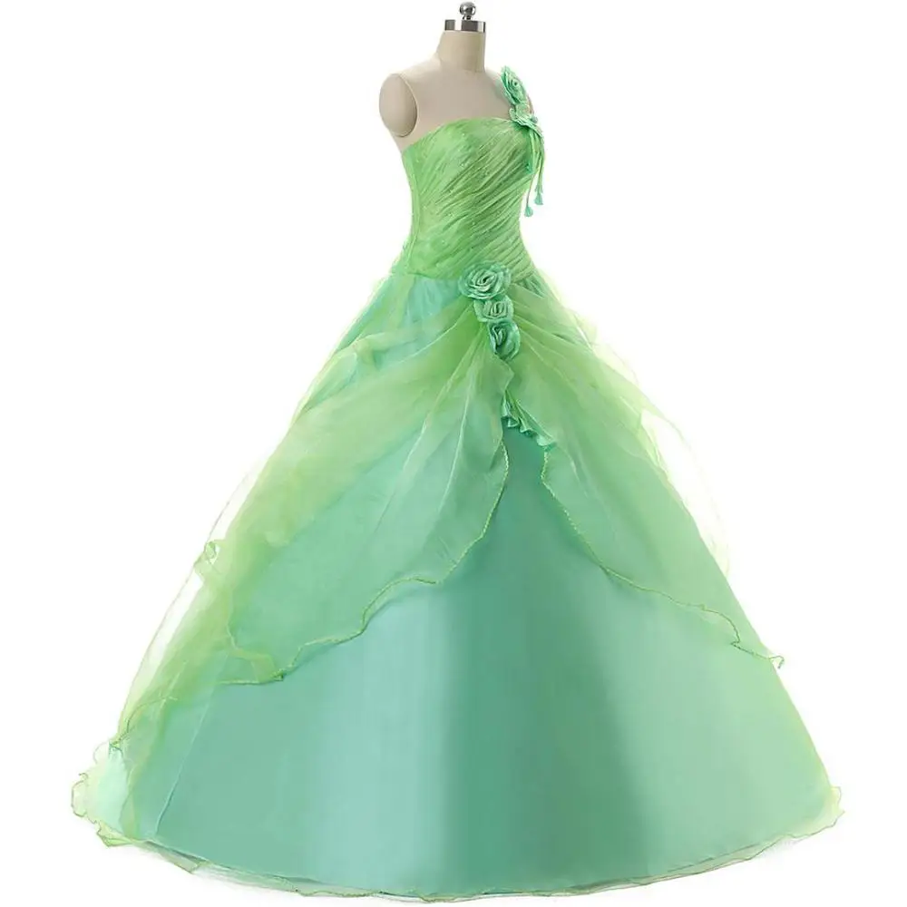 Ruthshen и фуршетов великолепные сладкий 16 Девушки Бал-маскарад платья на одно плечо из органзы мятно-зеленого цвета, Пышное Платье с пышной юбкой - Цвет: picture green