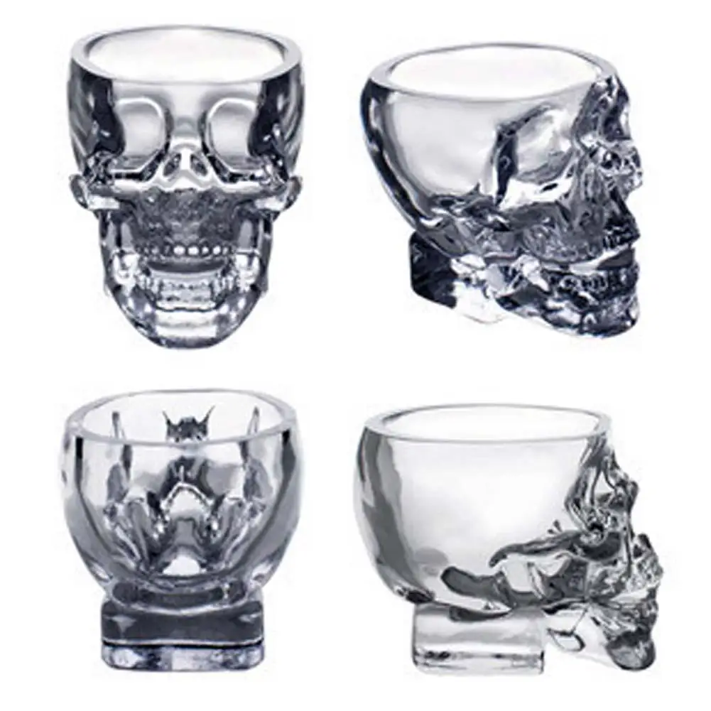 

1pcs New Arrival Creative Lucid Skull Head Cool Wine Beer Juice Water Glass Cup Crystal Skeleton Glass 75ML Cristal glass cup