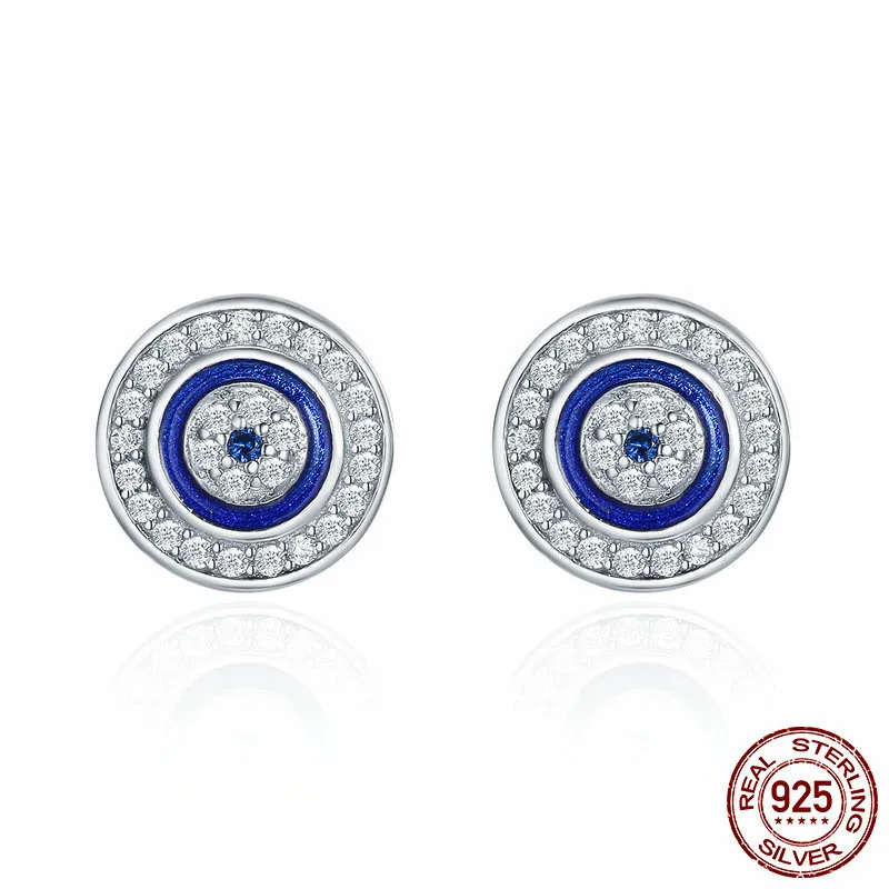 

A Pair of Good Retro Turkish Blue Eyes S925 Sterling Silver Earrings Devil's Eye Fashion Beautiful Earrings Ladies Gift