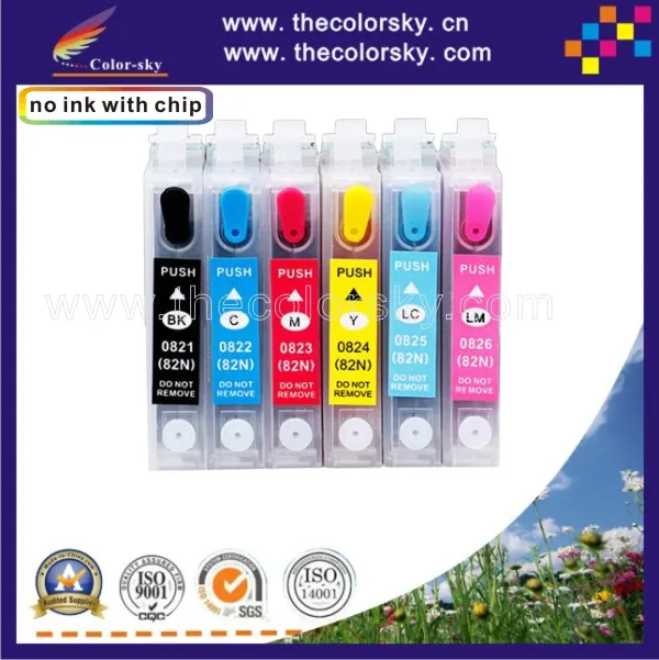 

(RCE821-826) refillable refill ink cartridge for Epson T0821-T0826 82 R270 R290 RX590 RX610 bk/c/m/y/lc/lm free shipping