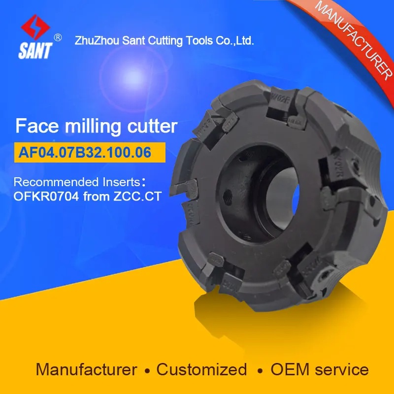 

Applicable inserts FMA04-100-B32-OF07-06 indexable milling tools face milling cutter AF04.07B32.100.06