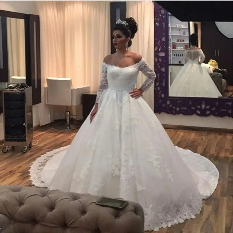 Custom made Plus Size Wedding Dresses Ball Gown Scoop Lace Applique vestido de noiva robe mariage | Свадьбы и торжества