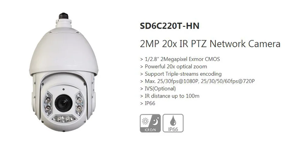 DAHUA Full HD 20X PTZ Dome Camera 1080P Network IR PTZ Dome Camera IP66 with 100M