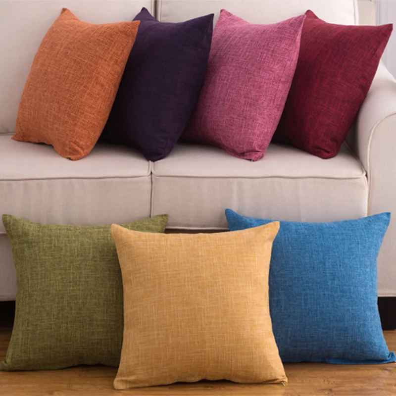 

45*45cm/40*40cm Vintage Plain Pillow Cover Decorative Cotton Linen Throw Pillow Cases Home Comfortable Solid Color Pillowcase