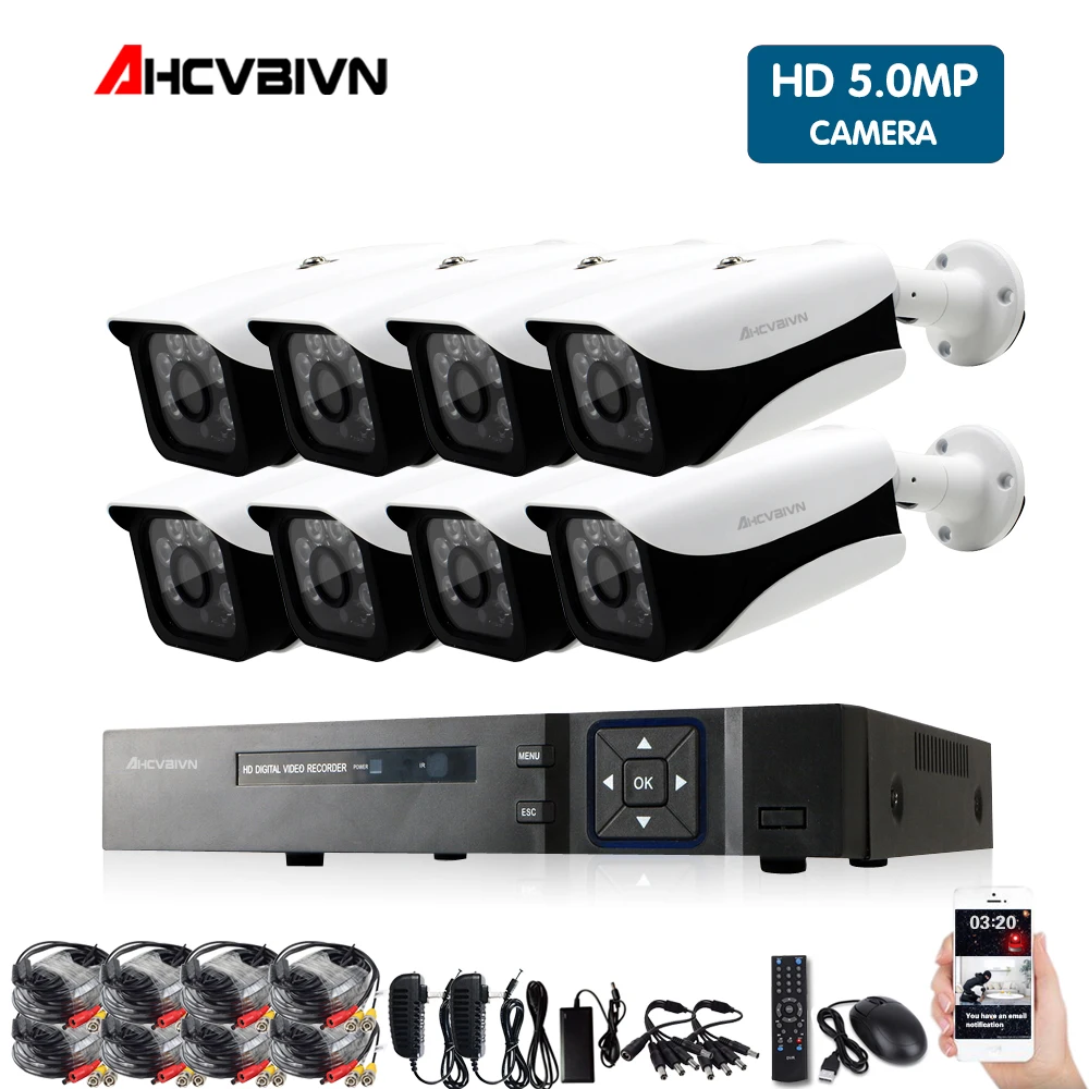 AHCVBIVN 8CH 5MP cctv dvr Системы 8 шт. hd 5MP IP66 безопасности/открытого Водонепроницаемый Камера NO HDD