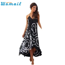 CharmDemon 2016 Frauen Sommer Print Halter Sleeveless Cocktailparty Long Beach Kleid jy18