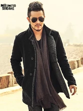 PU Leather Jacket Men Long Wool Leather Standing Collar Jackets Coat Men Leather Jackets With Fur