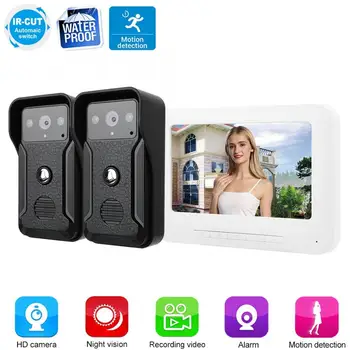 

7 "LCD door phone talk-back doorbell set hd intelligent screen to the doorbell waterproof room system 2V1