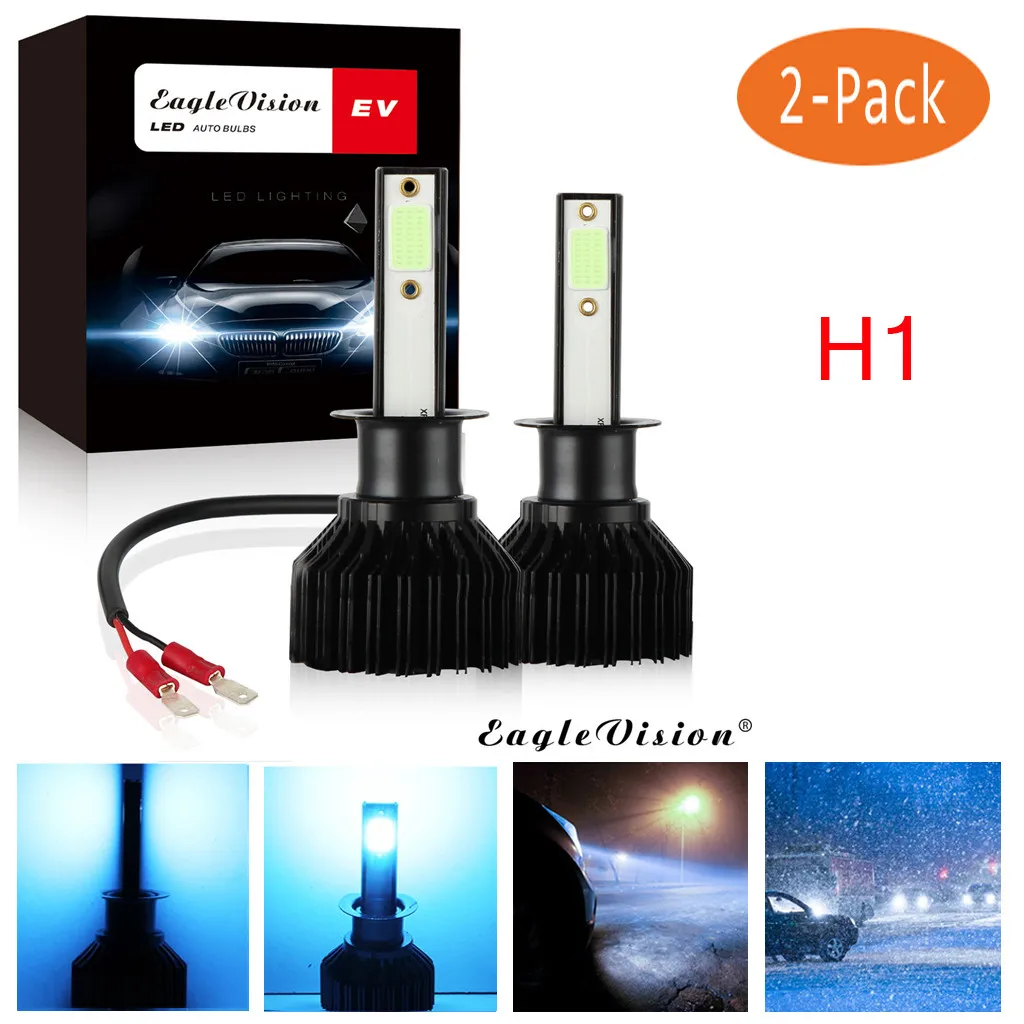 

2 x H1 LED Headlight Auto Light bulbs 8000K DC 9-32 V Ice Blue Conversion Kit Bulb 30000LM High Power LED Headlights
