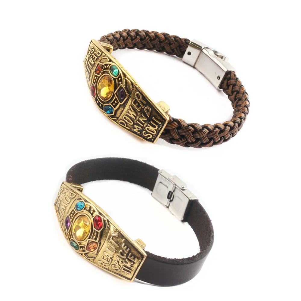 

Handmade Avenger 3 Infinity War Thanos Bracelets Infinity Gauntlet Stone Bangles
