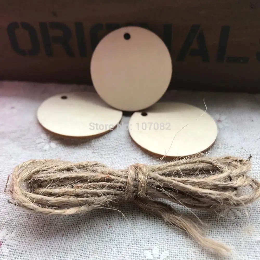

50pcs 25mm 1 inch Blank Wood Circle Round Wooden Discs With 1 Hole Favor Tags Pendants Embellishments