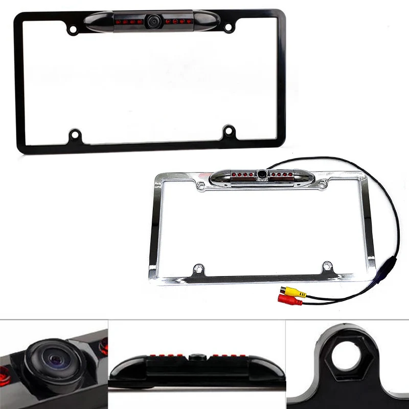 

USA Car License Plate Frame Auto Reverse Rear View Backup Camera IR Night Vision with 8 LED CSL2017