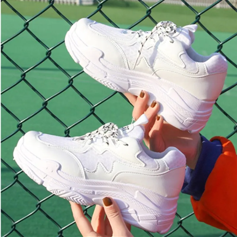 

2018 Spring New Fashion Women Casual Shoes Platform Shoes Women Sneakers Ladies White Trainers Breathable Air Mesh Women Shoes