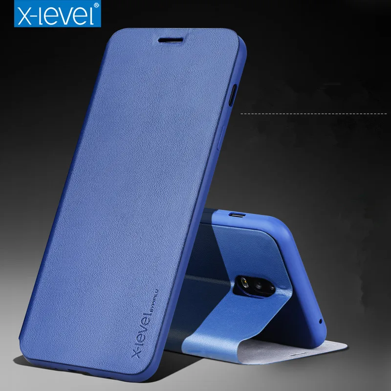 

J4 2018 X-Level Flip Leather Phone Case For Samsung J4 J6 J8 2018 Full Protective Retro Thin Stand Holder Cover J8 Plus 2018