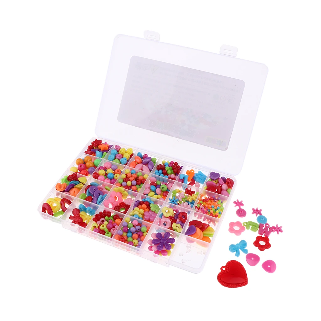 8 Styles Colorful Acrylic Beads Set with Box Toy for Jewelry Making DIY Bracelets Necklaces Educational Toys