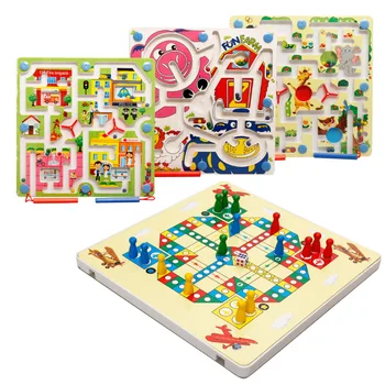 

QWZ 2 In1 Maze Flight Chess Puzzle Toys Baby Children Educational City Maze Puzzle Toys For Kids Flight Chess Christmas Gifts
