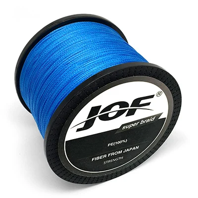 JOF брендовая рыболовная леска 1000 м, ПЭ многофиламентная плетеная леска, 4 нити, 10лб-80lb, рыболовная веревка для карпа, рыболовная снасть - Цвет: Blue