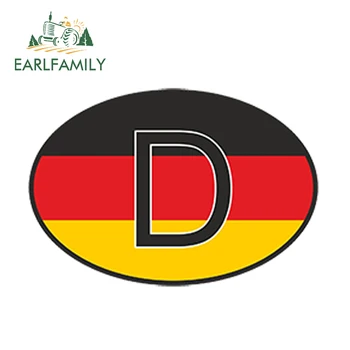 

EARLFAMILY 13cm x 9.1cm Car Styling D Germany Country Code Oval With German Flag Car Sticker Helmet Waterproof Trunk Accessories