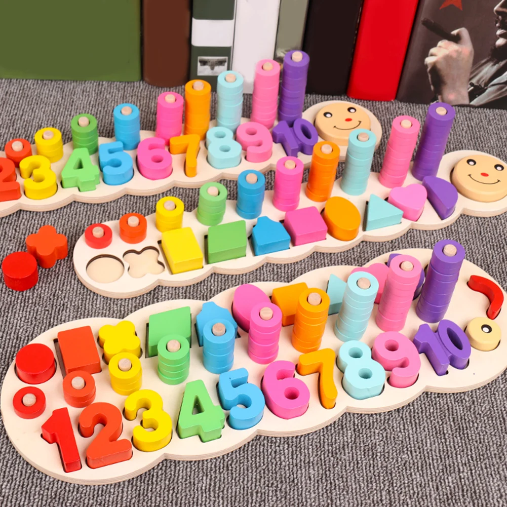 Детские деревянные материалы montessori Учимся считать номера соответствующие Цифровой Форма матч раннее образование обучающая Математика игрушки