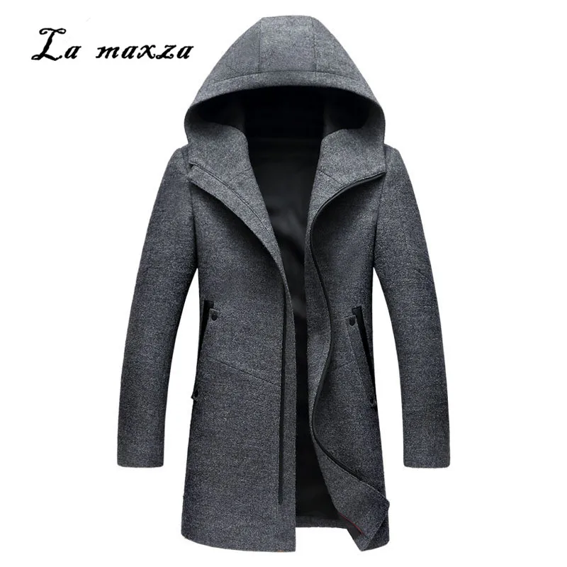 

Plus Size 2018 Smart Casual Mens Coats Overcoats Zippers Pockets Fashion Winter Dress Coat New Arrivals