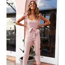 Summer Women StrapRuffles Romper Solid Ladies Backless Playsuit Casual Long Pants Jumpsuit Summer Women StrapRuffles Romper Solid Ladies Backless Playsuit Casual Long Pants Jumpsuit