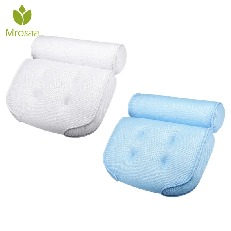 

Bath Pillow 3D Mesh Thickened Bath Tub Pillow Non-slip SPA Soft Headrest Bathtub Pillow With Suction Cups Bathroom Neck Cushion