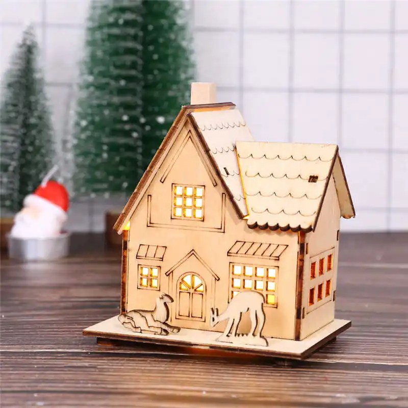 Festival Led Light Wood House Christmas Tree Decorations For Home Hanging Ornaments Holiday Nice Xmas Gift Wedding Navidad #2n6 (14)
