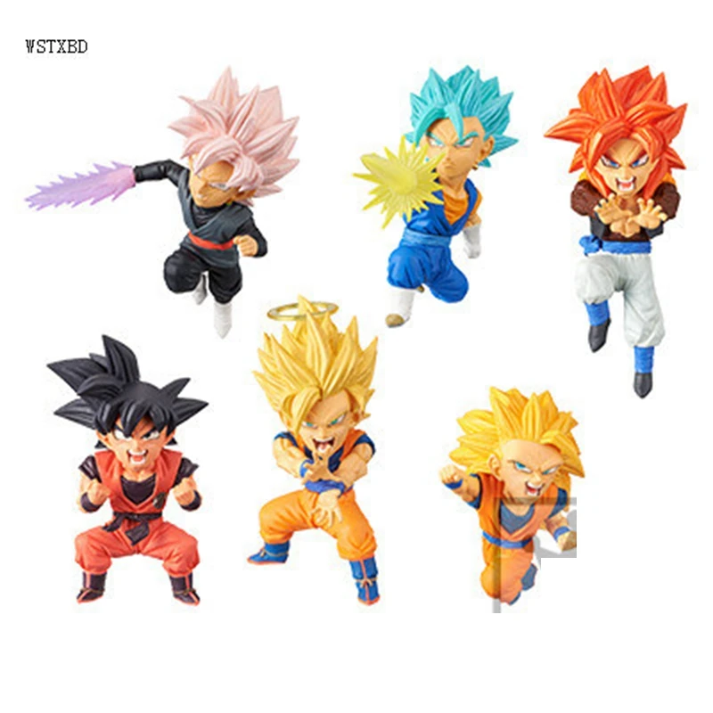 

WSTXBD 6Pcs/Set BANPRESTO Dragon Ball Super WCF Rose Black Goku Blue God Vegetto Figure Brinquedos Toys Figurals Dolls