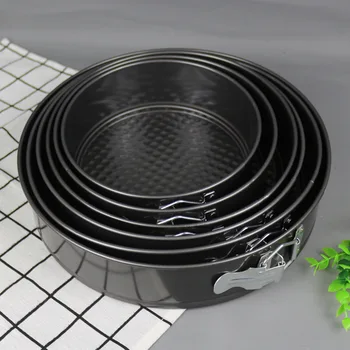 

3pcs Baking Pan Round Shape Cake Mould Tray Carbon Steel Springform Bottom Removable Black-gray Non-stick 789101112 inch