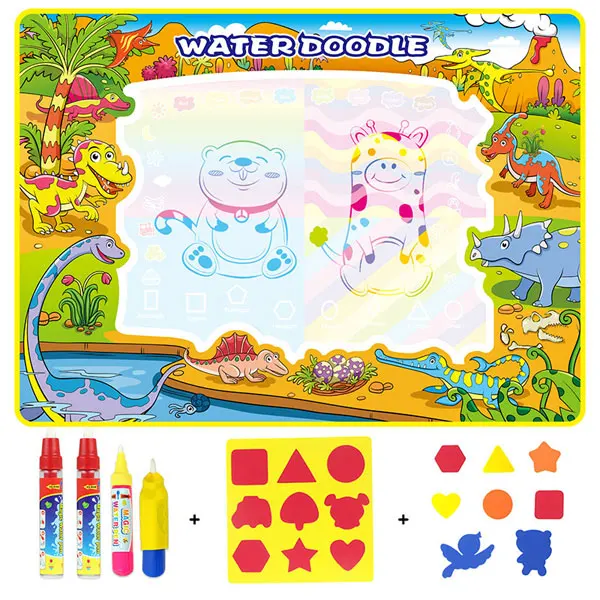 Волшебный набор игрушек для рисования водой, коврик для рисования, обучающая игрушка, коврик для раскраски 110*80 см, детский подарок, доска для рисования животных> - Цвет: 1 set