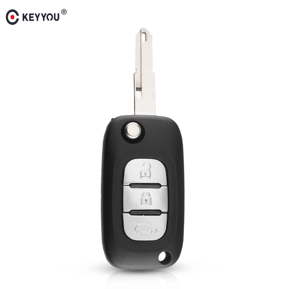Складной чехол брелок KEYYOU с 3 кнопками для Renault Vivaro Master Clio Megane Kangoo|Ключ от авто| |