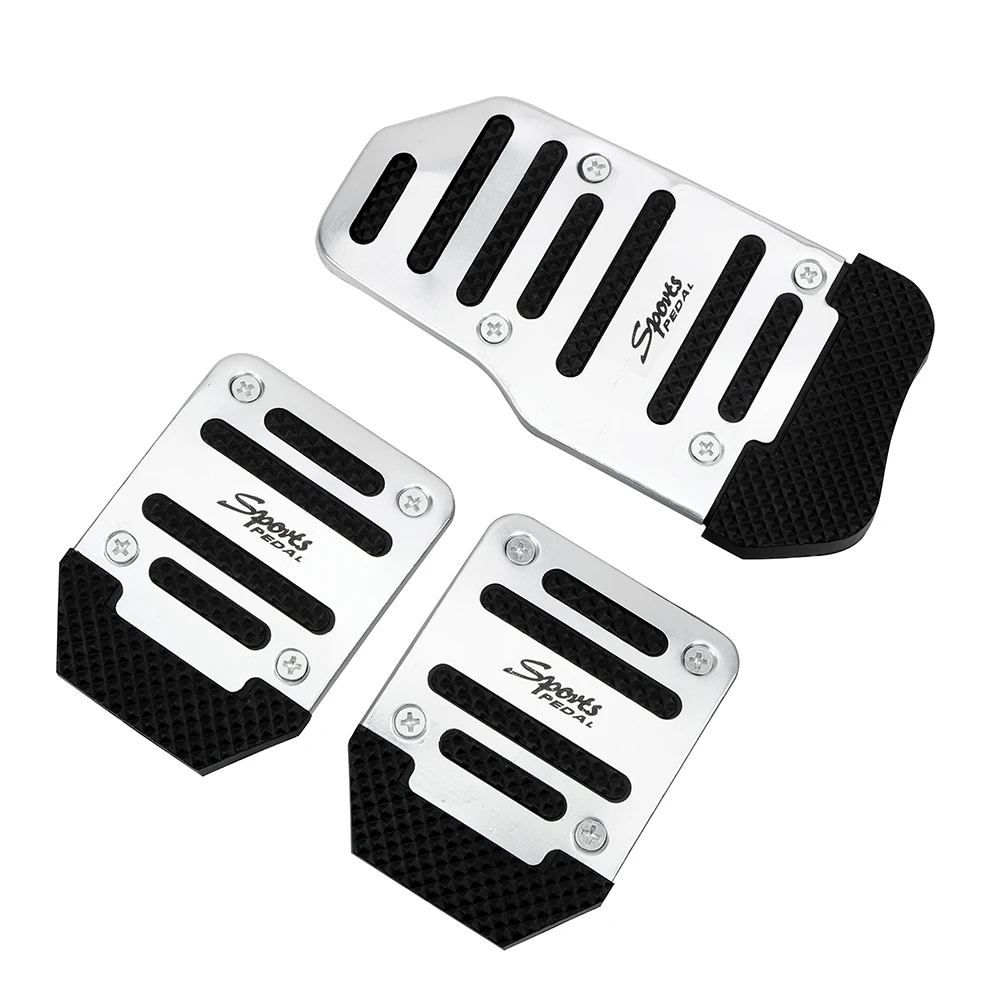 

LEEPEE Car Foot Treadle Cover Pad Aluminium Alloy 3Pcs Auto Vehicle Non-slip Pedal Car Pedal Cover Set Manual Transmission