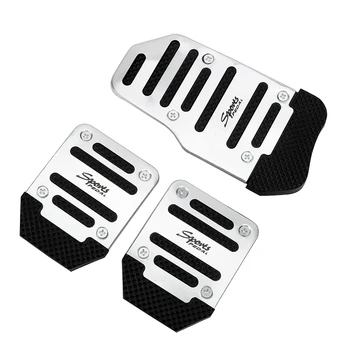 

LEEPEE Car Foot Treadle Cover Pad Aluminium Alloy 3Pcs Auto Vehicle Non-slip Pedal Car Pedal Cover Set Manual Transmission