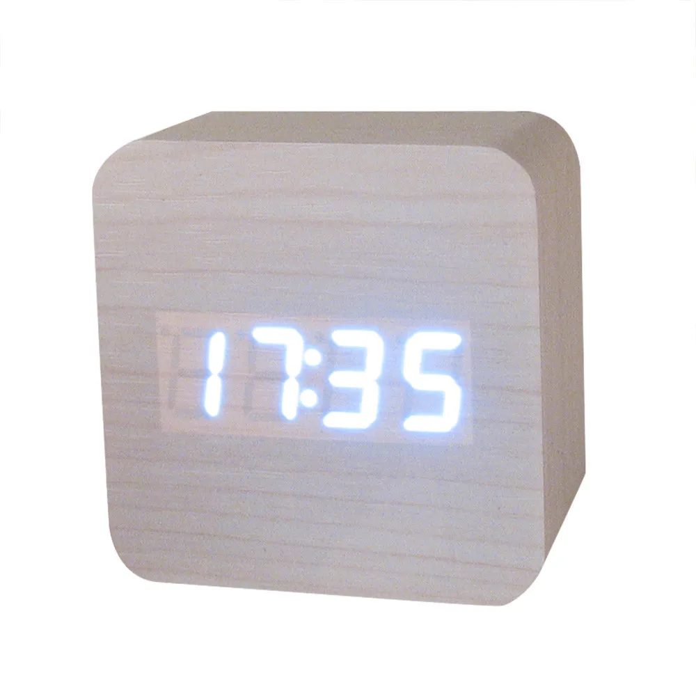 MINI Wooden LED Alarm Clocks Temperature Electronic Clock Sounds