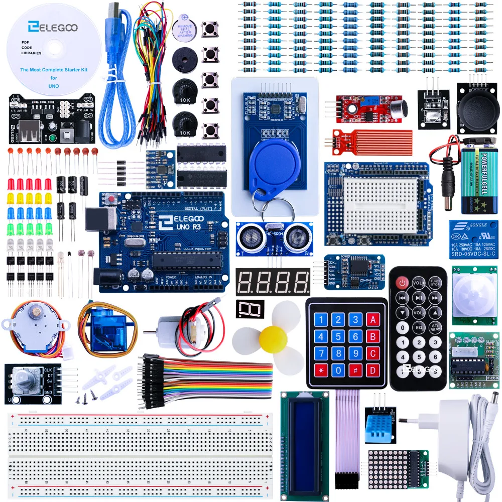 Elegoo Kit Arduino Starter Kit Arduino UNO R3 Project Complete Starter Kit with Tutorial for Arduino (63 Items) EL-KIT-001 Elegoo Kit Arduino Starter Kit Arduino UNO R3 Project Complete Starter Kit with Tutorial for Arduino (63 Items) EL-KIT-001