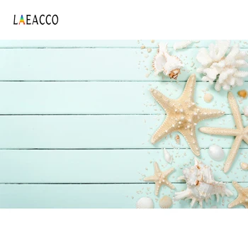 

Tropical Summer Shell Starfish Coral Gray Planks Wooden Board Pet Portrait Photography Backdrops Photo Background Photo Studio
