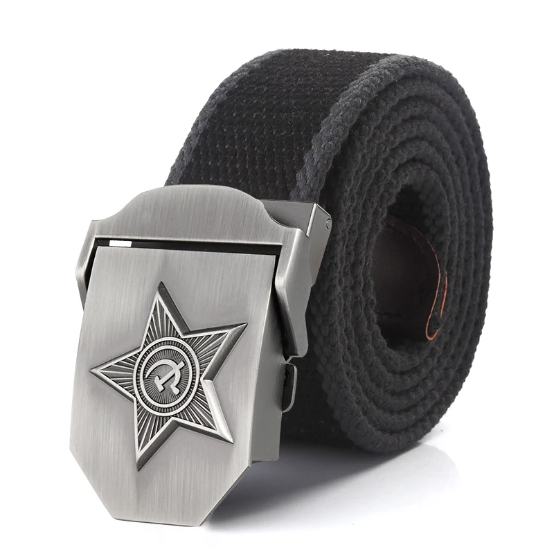 SupSindy Men&Women Canvas Belts 3D Five Rays Star Army Military Tactical Belt CCCP Patriotic Soldiers Male Strap Jeans Waistband