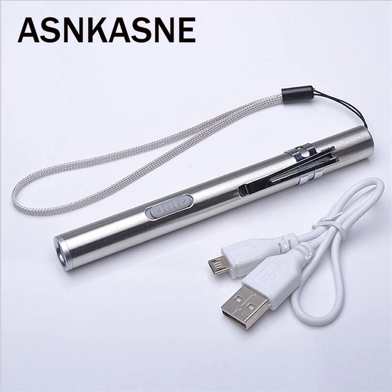 

ASNKASNE Rechargeable Mini Led Flashlight Powerful Moon Light Waterproof Aluminium Alloy Torch Light With USB Line Free Shipping