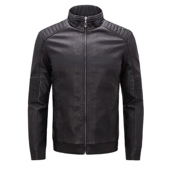 

Fashion Thicker PU leather men New Winter long Stand collar Leather Jacket motorcycle bomber jackets and coats jaqueta masculino