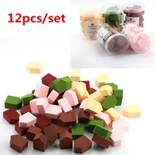 12 шт губка косметический спонж для нанесения макияжа лица Мягкий Для женщин Макияж контур основания губки для лица порошок пуф для макияжа 5 цветов