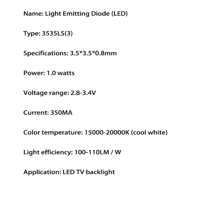 200 шт./лот ремонт высокой мощности ТВ ПОДСВЕТКА бусины led lcd tv 3535 3 v 350ma 1 w холодный белый ламповый бисер