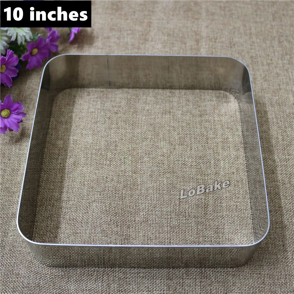 New design 10 inches 19*19*5cm filleted corner stainless steel square shape mousse ring cheese