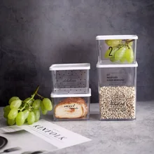 Прочные прозрачные пластиковые контейнеры с крышками для хранения пищи большой емкости, кухонный горшок для хранения, банка для сухого зерна, коробка для фруктов