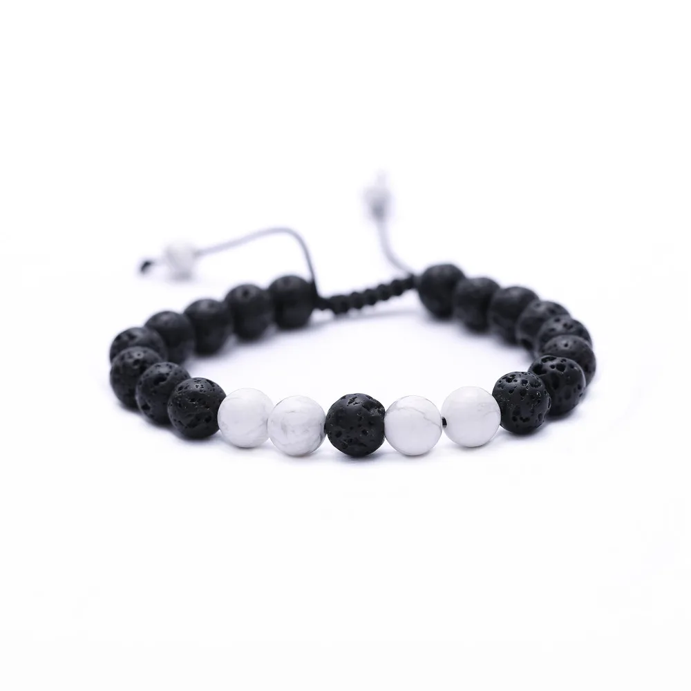 

Natural Stone Bead Bracelets,Black-and-White and dichroic