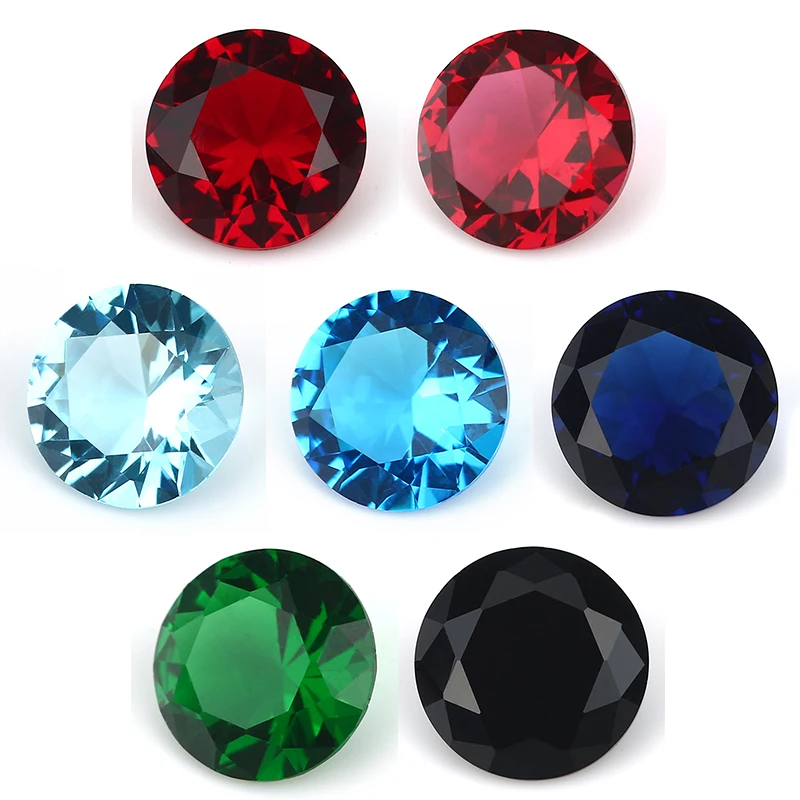 Size 1.0mm-15mm Round Shape Loose Glass Stone Rose Red Color Blu