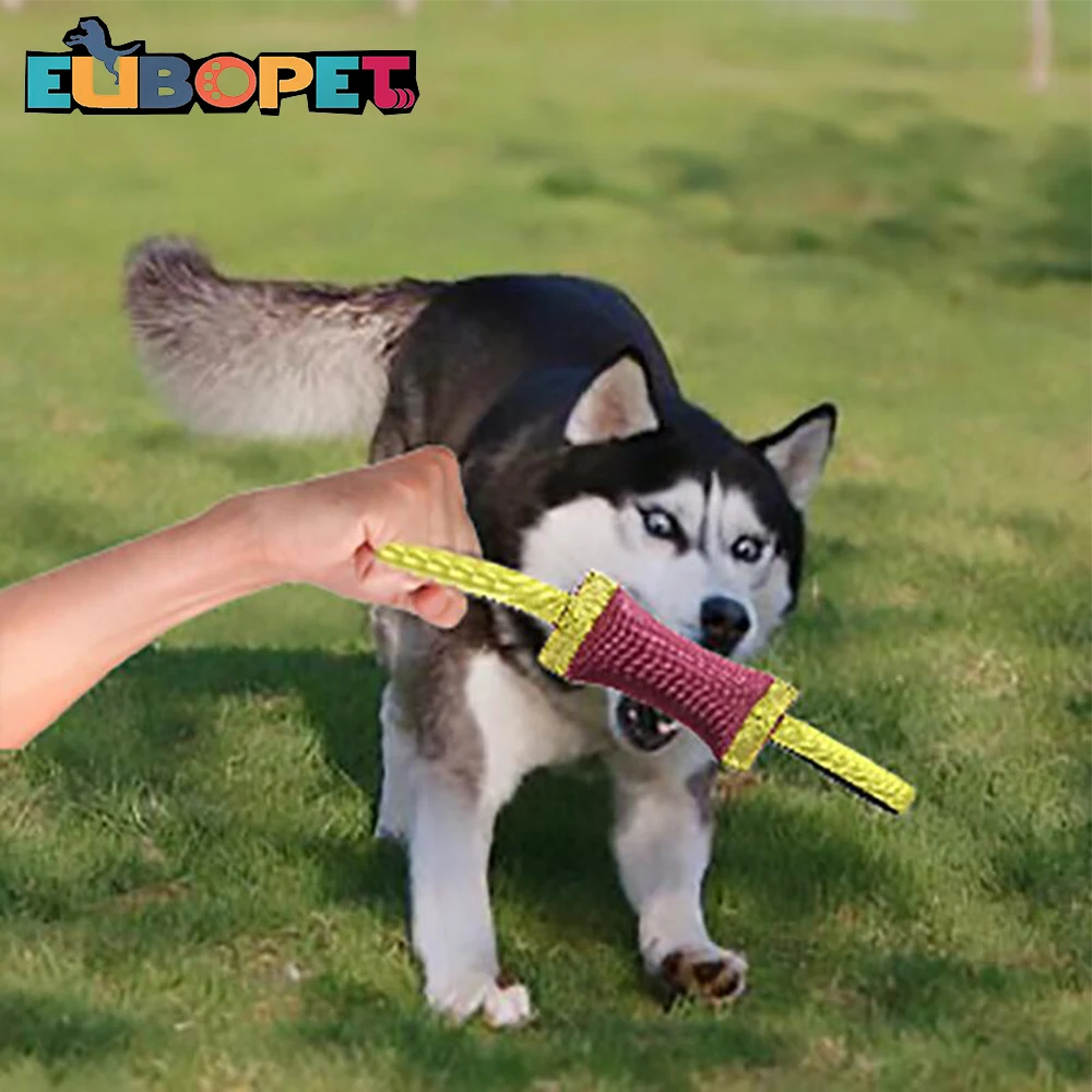 Pet Dog Tug Toy Training Play Throw Chew Interactive Toys with Two