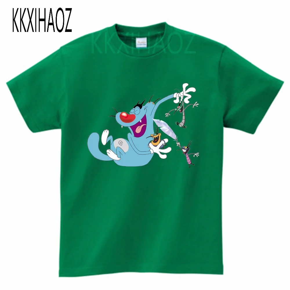 Oggy и тараканы Детская футболка с короткими рукавами дышащая футболка из чистого хлопка для мальчиков и девочек летняя детская футболка