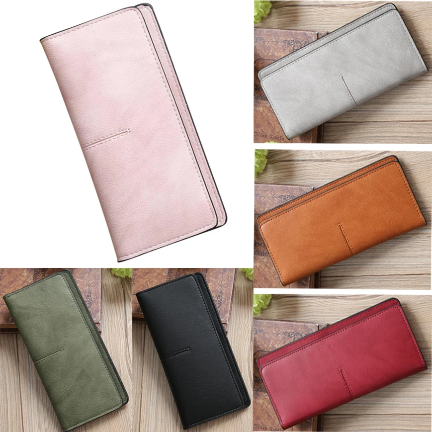 

New Fashion Women Wallets Long Style Multi-functional wallet Purse Fresh PU leather Female Clutch Card Holder Solid Ultrathin